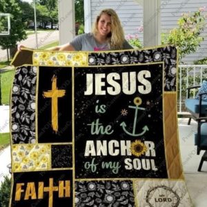 jesus is the anchor of my soul sunflower quilt blanket quilt blanket Apparel