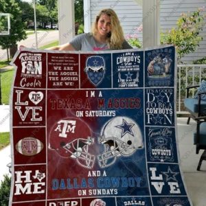 texas a m aggies on saturdays and dallas cowboy on sundays fan quilt blanket Apparel