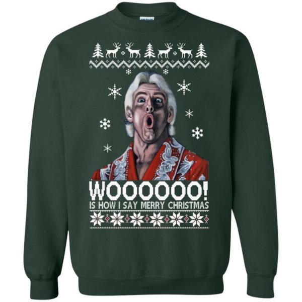 Green Ric Flair Woo Christmas Sweater Apparel