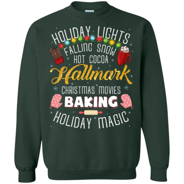 Holiday Lights Falling Snow Hot Cocoa Hallmark Christmas movie Sweatshirt Apparel