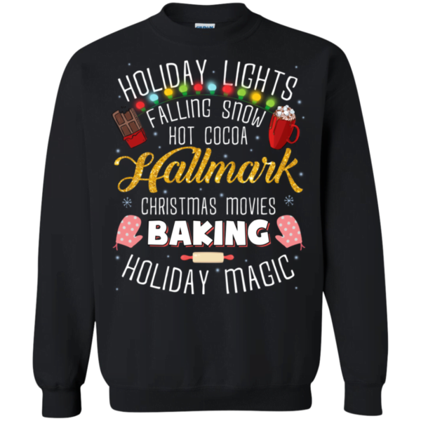 Holiday Lights Falling Snow Hot Cocoa Hallmark Christmas movie Sweatshirt Apparel