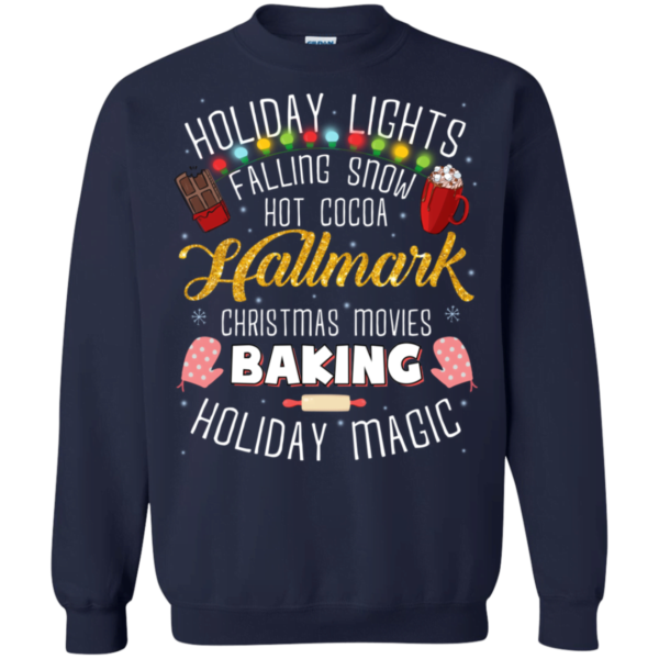 Holiday Lights Falling Snow Hot Cocoa Hallmark Christmas movie Sweatshirt Apparel