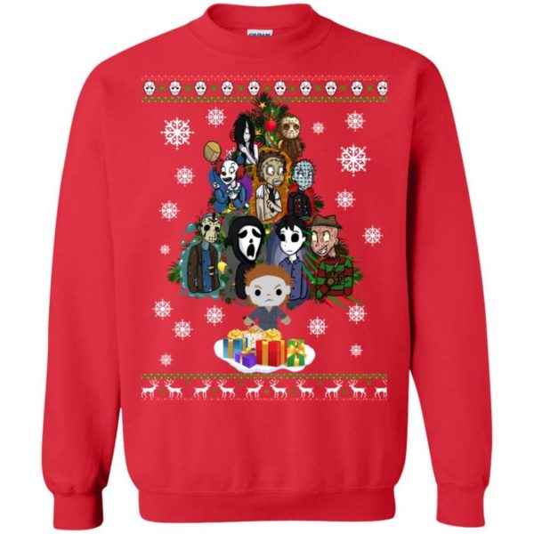 Horror Movie Christmas Tree Ugly Sweater Apparel