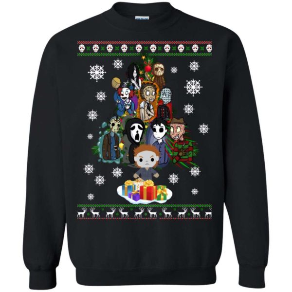 Horror Movie Christmas Tree Ugly Sweater Apparel