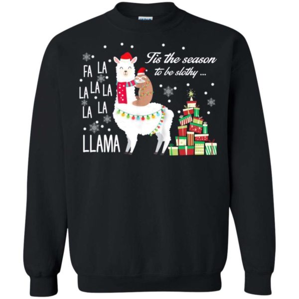 Llama Tis the season to be slothy Christmas sweater Apparel