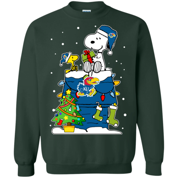 Kansas Jayhawks Ugly Christmas Sweaters Snoopy Woodstock Sweatshirt Apparel