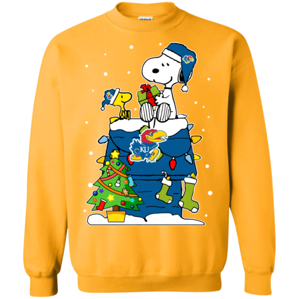 Kansas Jayhawks Ugly Christmas Sweaters Snoopy Woodstock Sweatshirt Apparel