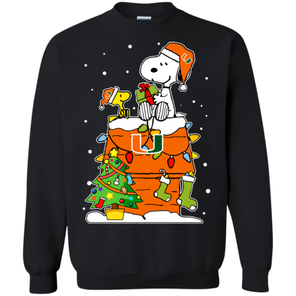 Miami ( FL ) Hurricanes Ugly Christmas Sweaters Snoopy Woodstock Sweatshirt Apparel