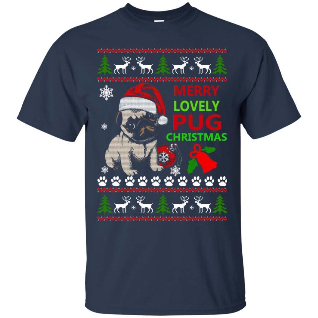 Merry Lovely Pug Christmas Ugly Sweater Apparel Merry Lovely Pug Christmas Ugly Sweater Apparel
