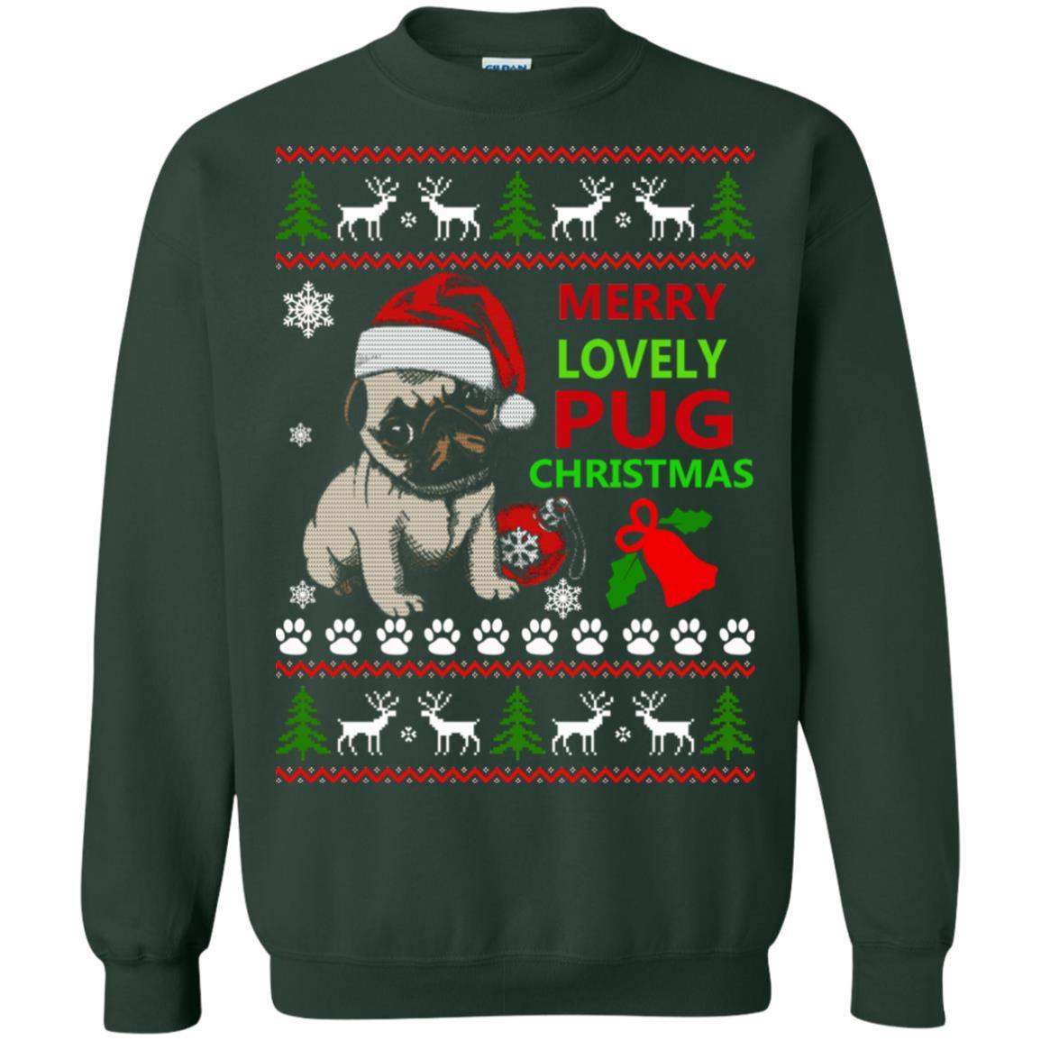 Merry Lovely Pug Christmas Ugly Sweater Apparel Merry Lovely Pug Christmas Ugly Sweater Apparel
