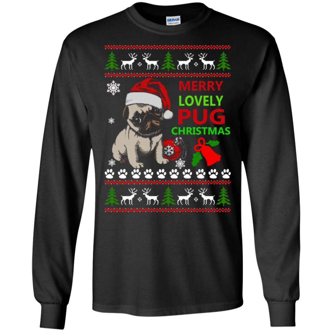 Merry Lovely Pug Christmas Ugly Sweater Apparel Merry Lovely Pug Christmas Ugly Sweater Apparel