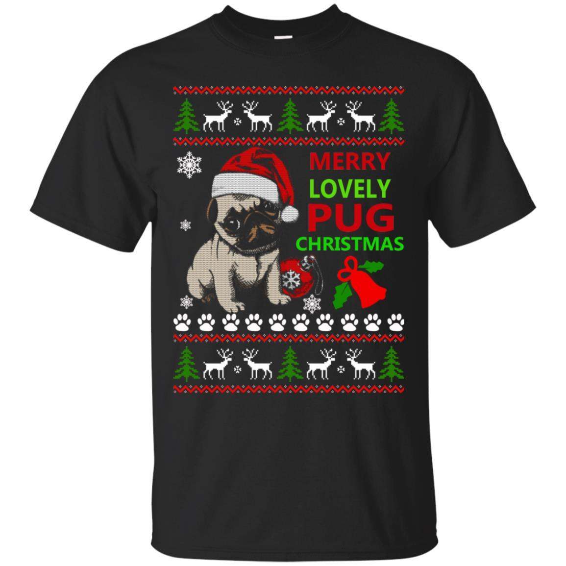 Merry Lovely Pug Christmas Ugly Sweater Apparel Merry Lovely Pug Christmas Ugly Sweater Apparel