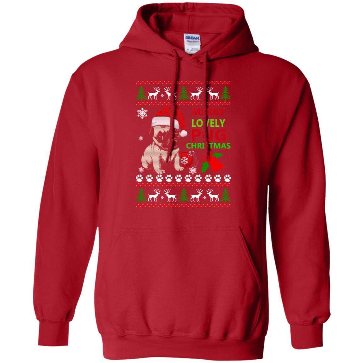 Merry Lovely Pug Christmas Ugly Sweater Apparel Merry Lovely Pug Christmas Ugly Sweater Apparel