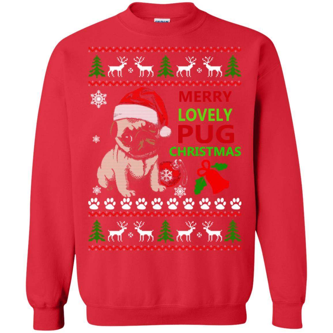 Merry Lovely Pug Christmas Ugly Sweater Apparel Merry Lovely Pug Christmas Ugly Sweater Apparel