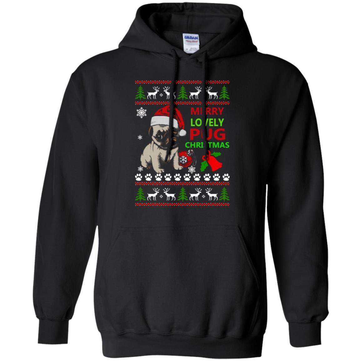 Merry Lovely Pug Christmas Ugly Sweater Apparel Merry Lovely Pug Christmas Ugly Sweater Apparel