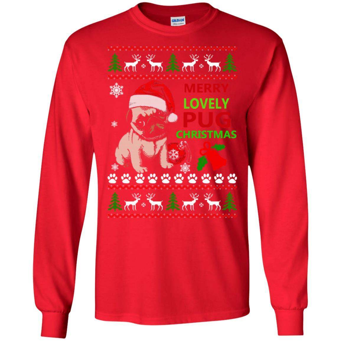Merry Lovely Pug Christmas Ugly Sweater Apparel Merry Lovely Pug Christmas Ugly Sweater Apparel