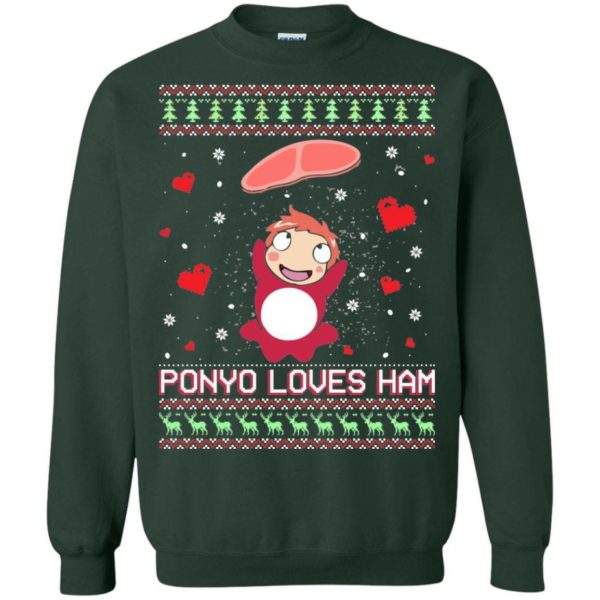 Ponyo Loves Ham Studio Ghibli Miyazaki Ugly Christmas Sweater Apparel