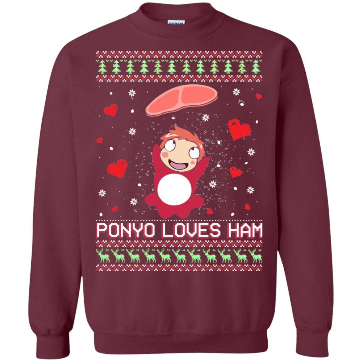 Ponyo Loves Ham Studio Ghibli Miyazaki Ugly Christmas Sweater Apparel Ponyo Loves Ham Studio Ghibli Miyazaki Ugly Christmas Sweater Apparel