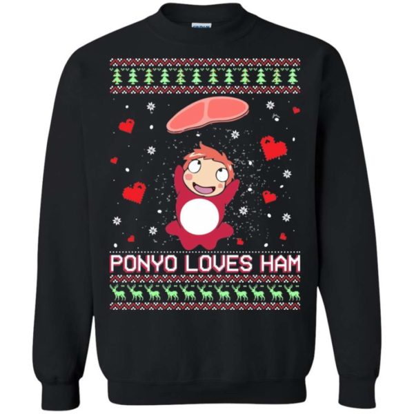 Ponyo Loves Ham Studio Ghibli Miyazaki Ugly Christmas Sweater Apparel