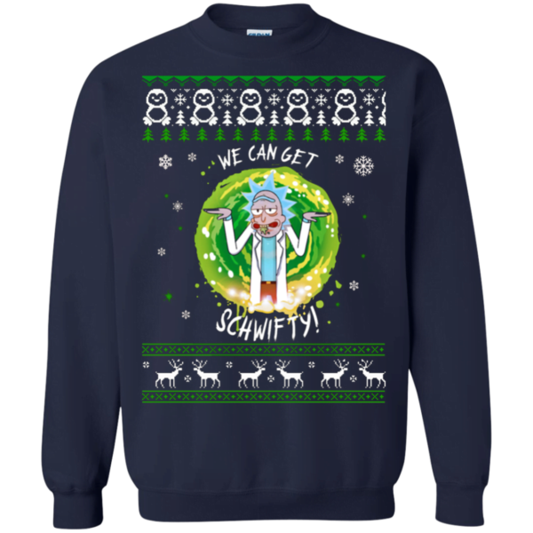 Rick and Morty WE CAN GET SCHWIFTY UGLY CHRISTMAS SWEATER Apparel