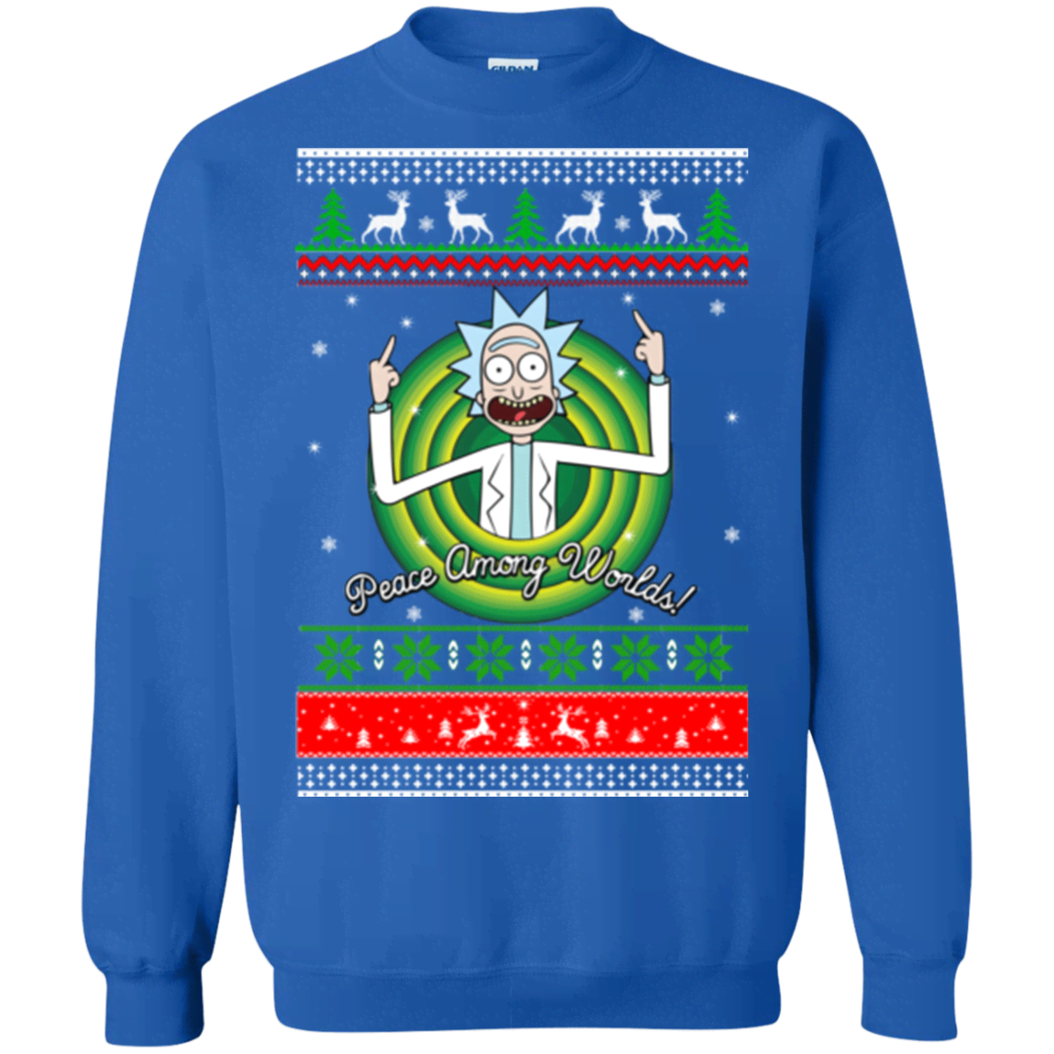 Rick and Morty Christmas Peace Among Worlds Sweater Apparel Rick and Morty Christmas Peace Among Worlds Sweater Apparel