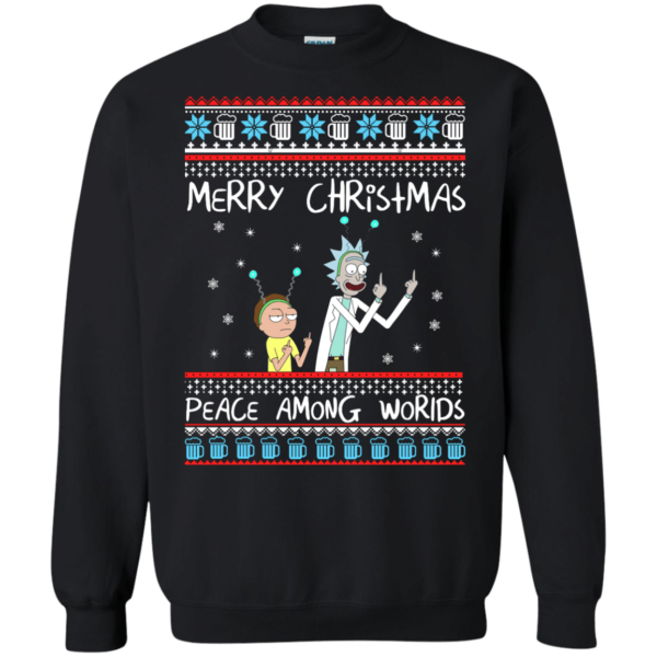 Rick and Morty Merry Christmas Peace Among Worlds Sweater Apparel