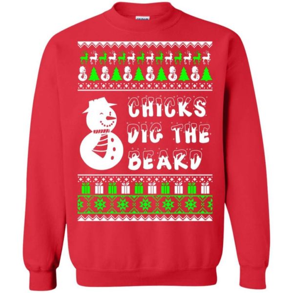 Snowman Chicks Dig the Beard ugly sweater Apparel