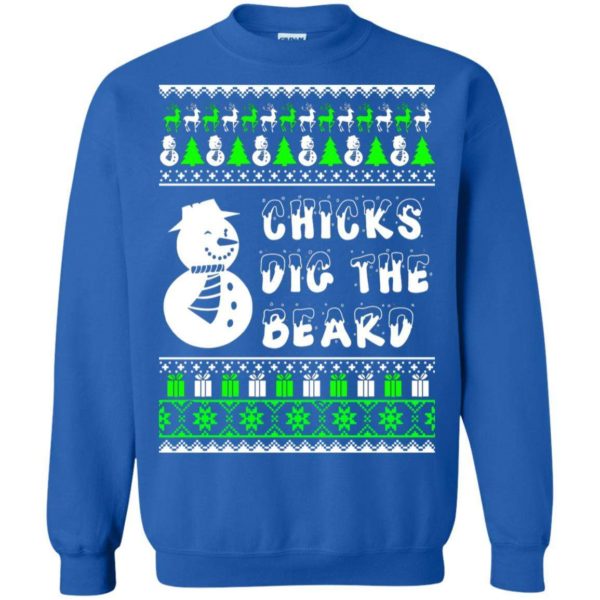 Snowman Chicks Dig the Beard ugly sweater Apparel
