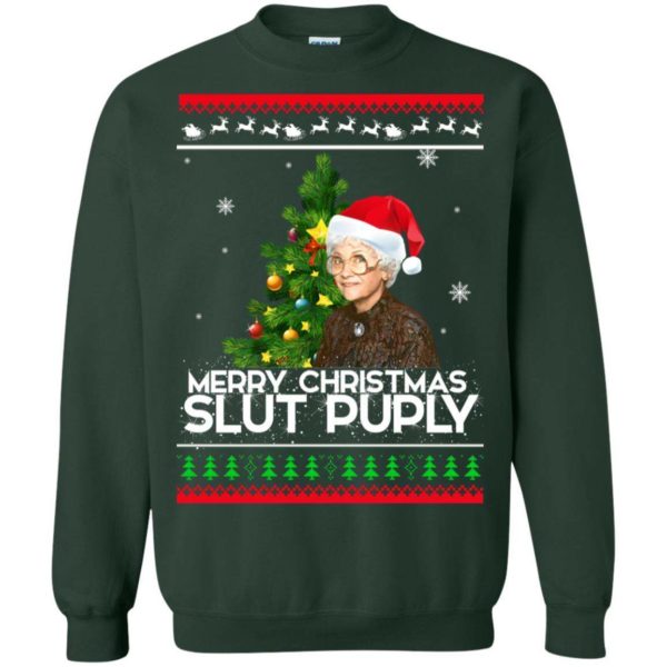 Sophia Merry Christmas Slut Puppy ugly sweater Apparel