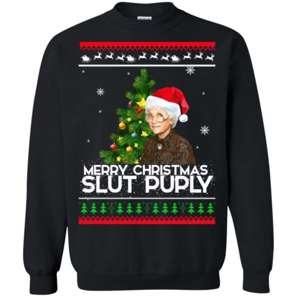 Sophia Merry Christmas Slut Puppy ugly sweater Apparel