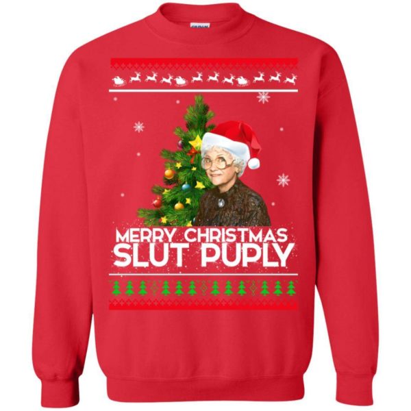 Sophia Merry Christmas Slut Puppy ugly sweater Apparel