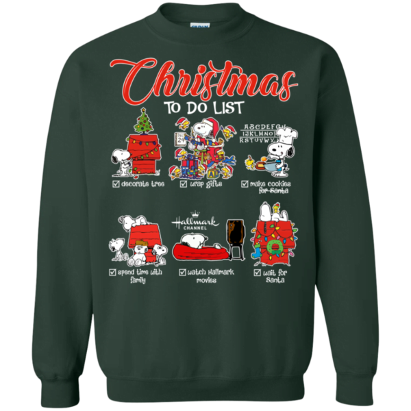 Snoopy Christmas To Do List Hallmark Funny Xmas Sweatshirt Apparel