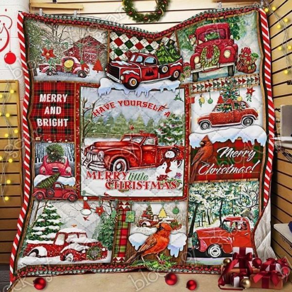 have yourself a merry little christmas merry and bright truck quilt blanket Apparel