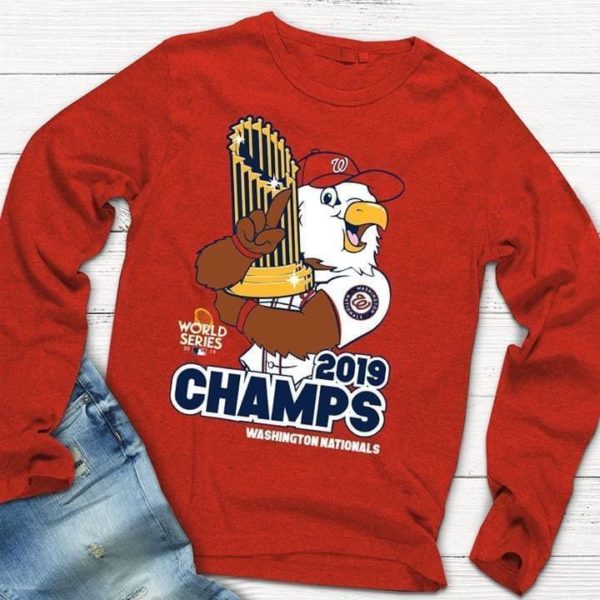 washington nationals mascot hug trophy 2019 world series champions sweatshirt Apparel