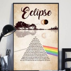 eclipse lyrics typography pink floyd guitar poster canvas Apparel