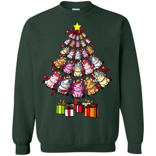 Unicorn Christmas tree sweater Apparel