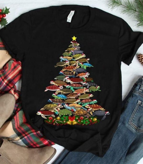 turtles christmas tree animal lover t shirt Apparel