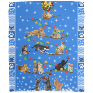 Christmas Tree Cats Micro Fleece Blanket Apparel