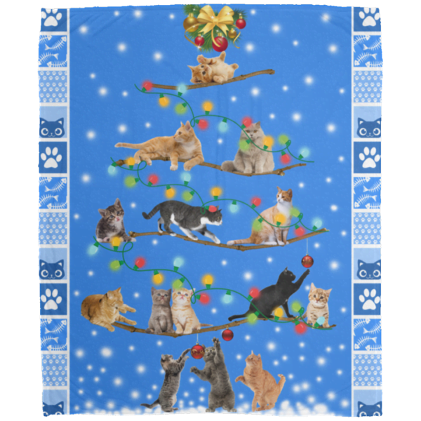 Christmas Tree Cats Micro Fleece Blanket Apparel