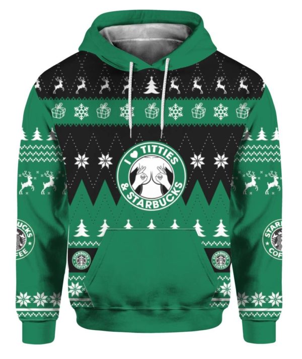 I Love Titties & Starbucks 3D Printed Christmas Sweatshirt Apparel