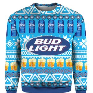 Bud Light Beer 3D Print Ugly Christmas Sweater Apparel