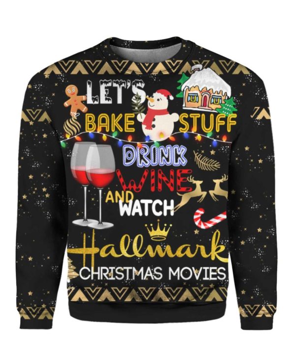 Hallmark Christmas Movies Lets Bake Stuff 3D Christmas Sweater Apparel