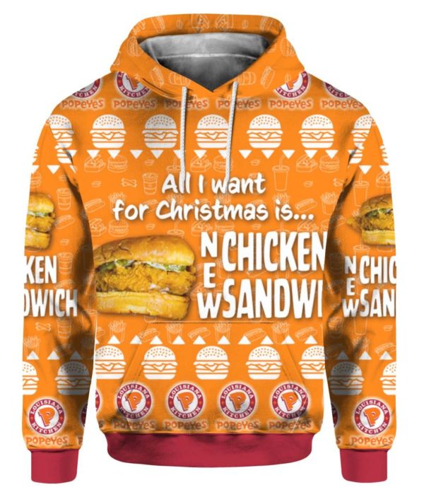 New Chicken Sandwich Popeyes 3D Print Ugly Christmas Sweater Apparel