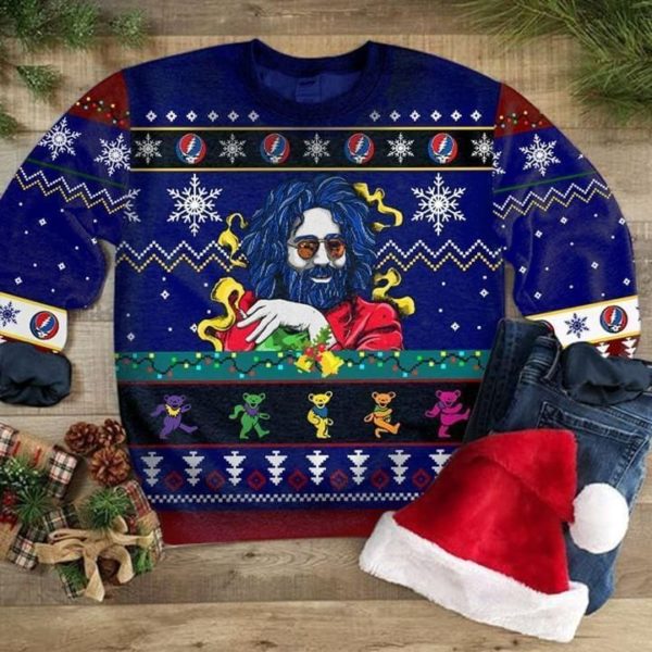 Jerry Garcia Grateful 3D Christmas Bears Christmas Sweatshirt Apparel