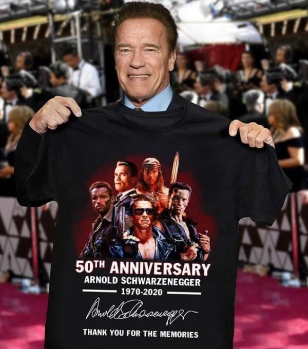Arnold schwarzenegger 50th anniversary signed thank you for memories t shirt Apparel