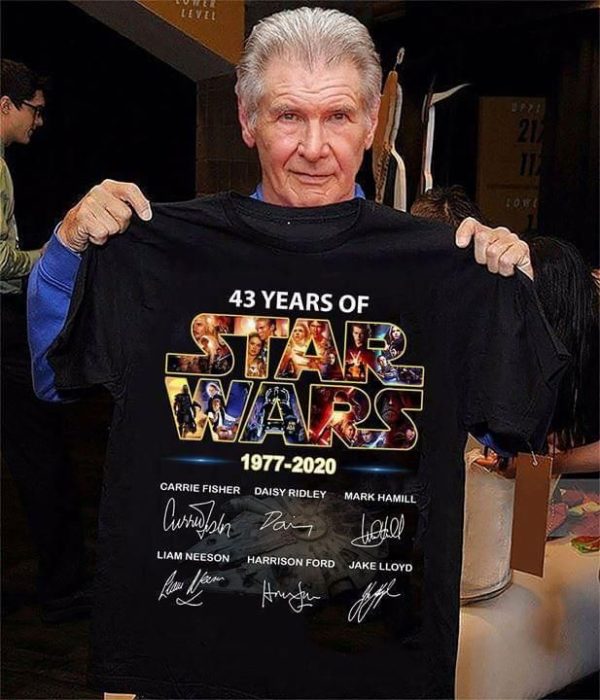 43 years of Star Wars 1977 2020 cast signed t shirt Apparel