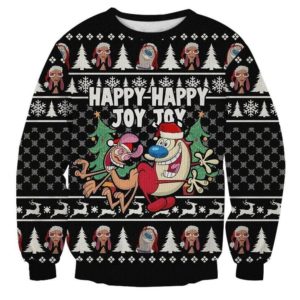 Ren And Stimpy 3D Print Christmas Sweatshirt Apparel