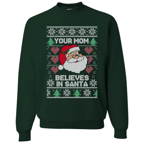 Your Mom Believes In Santa Funny Xmas Christmas Sweatshirt Apparel