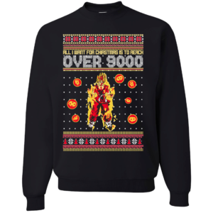 DBZ Anime Cartoon Fan Reach Over 9,000 Christmas Sweatshirt Apparel