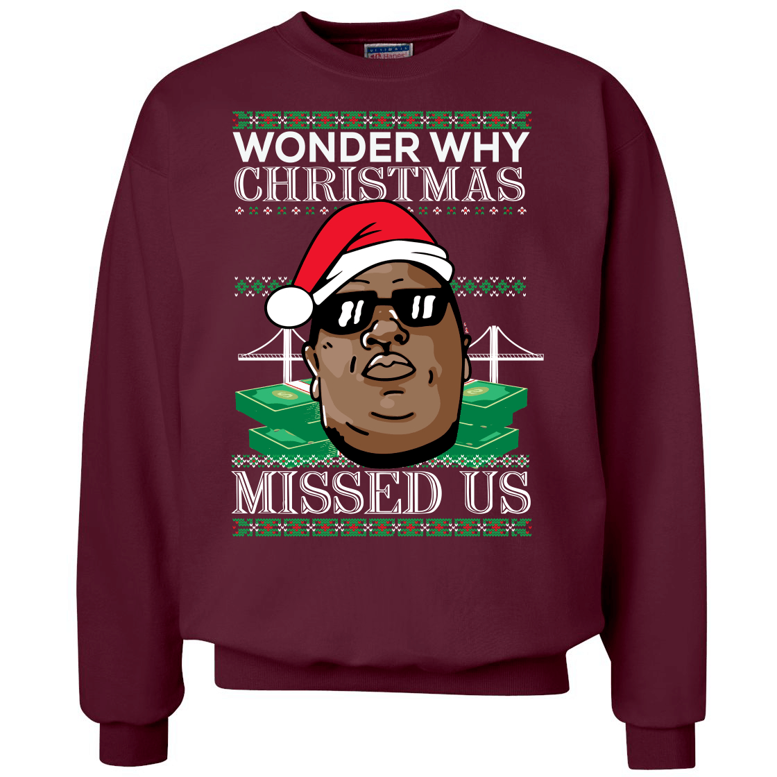 Biggie Smalls Wonder Why Christmas Missed Us Christmas Sweater Apparel Biggie Smalls Wonder Why Christmas Missed Us Christmas Sweater Apparel